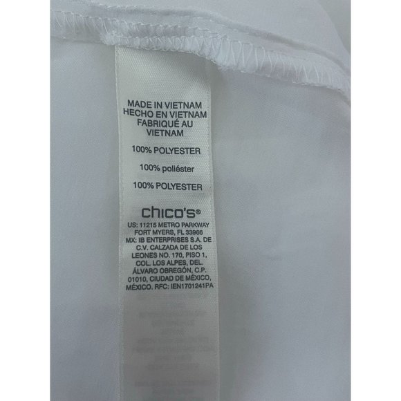 Chicos 1 woman's blouse white layered keyhole size medium 3/4 ballon sleeve - Picture 6 of 6
